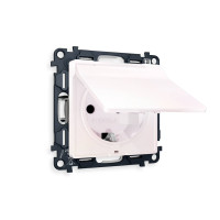 MA208010 Комплект механизма электрической розетки ALFA Жемчуг сз с шторками и крышкой IP44 QUANT AP2080, VM141 AMBRELLA VOLT