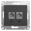 GLOSSA РОЗЕТКА двойная RJ11+RJ45 кат.5e, механизм, АНТРАЦИТ GSL000785