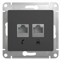 GLOSSA РОЗЕТКА двойная RJ11+RJ45 кат.5e, механизм, АНТРАЦИТ GSL000785