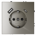 Розетка встраиваемая VOLTUM S70 с заземлением и защитными шторками, 16А, с USB, A+С, (шелк)