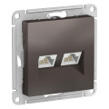 ATLASDESIGN РОЗЕТКА двойная компьютерная RJ45+RJ45 кат. 5e, механизм, МОККО ATN000685