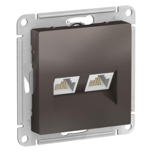 ATLASDESIGN РОЗЕТКА двойная компьютерная RJ45+RJ45 кат. 5e, механизм, МОККО ATN000685
