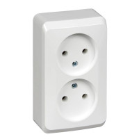 ЭТЮД О/У РОЗЕТКА двойная без заземления без шторок, 16А, 250B, БЕЛЫЙ PA16-005B