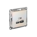ATLASDESIGN USB РОЗЕТКА A + тип-C 45Вт высокоскор.заряд. QC, PD, механизм, ЖЕМЧУГ ATN000429