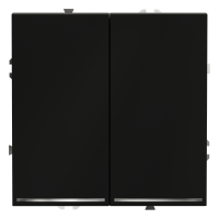 Выключатель встраиваемый VOLTUM S70 двухклавишный с подсветкой 10А, (черный матовый)