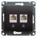 Розетка компьютерная 2-м Glossa RJ45 кат.5E механизм шоколад SE GSL000885KK