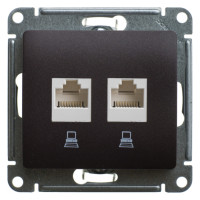 Розетка компьютерная 2-м Glossa RJ45 кат.5E механизм шоколад SE GSL000885KK