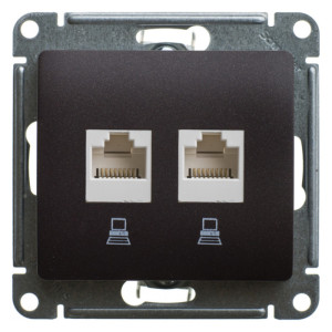 Розетка компьютерная 2-м Glossa RJ45 кат.5E механизм шоколад SE GSL000885KK