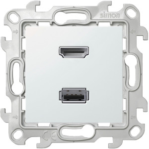 Розетка HDMI+USB Simon SIMON 24 HARMONIE, скрытый монтаж, белый, 2411095-030