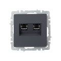 BRITE Розетка компьютерная двойная RJ45 кат.6 РК11-2-БрГ графит IEK