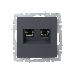 BRITE Розетка компьютерная двойная RJ45 кат.6 РК11-2-БрГ графит IEK