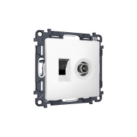 MA132510 Комплект механизма розетки компьютерной + TV оконечной RJ-45 с автоматической защитной шторкой ALFA Белый матовый QUANT (AP1325, VM195)  AMBRELLA VOLT