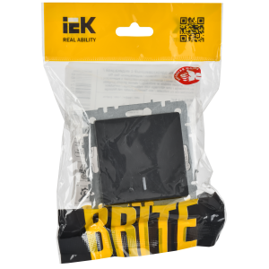 BRITE Выключатель 1-клавишный с индикацией 10А ВС10-1-1-БрГ графит IEK