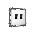 MA112110 Комплект механизма компьютерной двойной розетки RJ-45 с автоматической защитной шторкой ALFA Белый глянец QUANT (AP1121, VM189) AMBRELLA VOLT