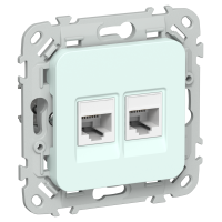 FLITE Розетка 2-местная RJ45/RJ11 категория 5Е/3 UTP РКТ5е/3-2-0-ФлХЛ холодный лед IEK