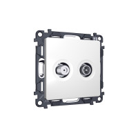 MA133310 Комплект механизма розетки TV оконечной + SAT 5-862MHz 3.5dB/950-2150MHz 3.5dB ALFA Белый матовый QUANT (AP1333, VM217) AMBRELLA VOLT