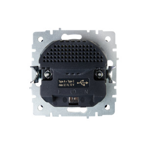 BRITE Розетка 1-местная с заземлением с защитными шторками 16А с USB AC 18Вт РЮш11-1-БрГ графит IEK