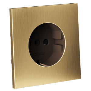 Накладка для розетки с заземлением и защитными шторками, S70 Metal (латунь)