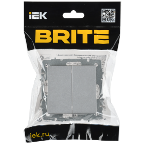 BRITE Выключатель 2-клавишный перекрестный 10А ВС10-2-3-БрА алюминий IEK