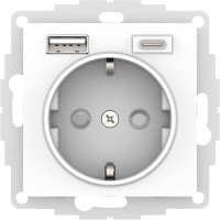 ATLASDESIGN РОЗЕТКА 16А с 2 USB A+C, 5В/2,4А/3,0А, 2х5В/1,5А, механизм, БЕЛЫЙ ATN000132
