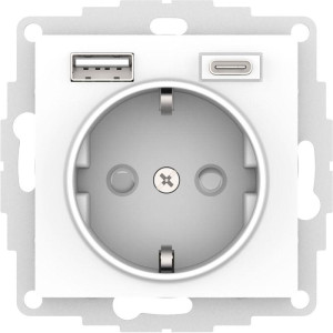 ATLASDESIGN РОЗЕТКА 16А с 2 USB A+C, 5В/2,4А/3,0А, 2х5В/1,5А, механизм, БЕЛЫЙ ATN000132