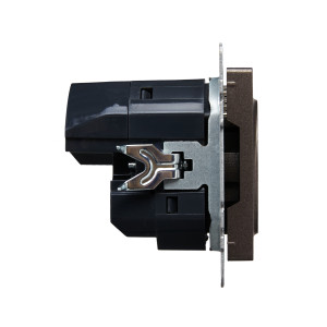 BRITE Розетка 1-местная с заземлением с защитными шторками 16А с USB AC 18Вт РЮш11-1-БрТБ темная бронза IEK