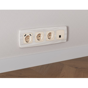 MO332005 Комплект механизма компьютерной розетки RJ-45 экранированной с автоматической защитной шторкой OMEGA Бежевый матовый QUANT OP3320, VM185 AMBRELLA VOLT