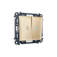 MA604020 Комплект механизма 2-кл выключателя с подсветкой 10000K ALFA Шампань QUANT (AP6040, VM115, G17B) AMBRELLA VOLT