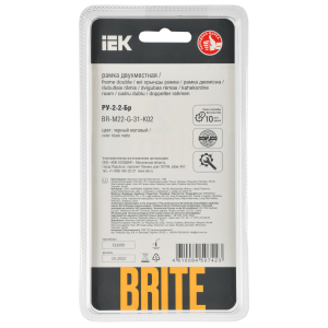 BRITE Рамка 2-местная РУ-2-2-Бр стекло черный матовый IEK