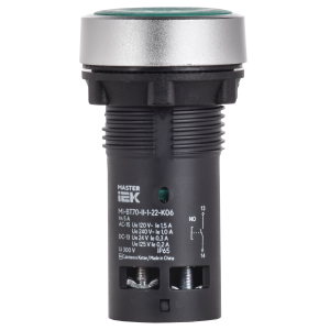 Кнопка IP65 с маркировкой "II" моноблок 1NO зеленая MASTER IEK