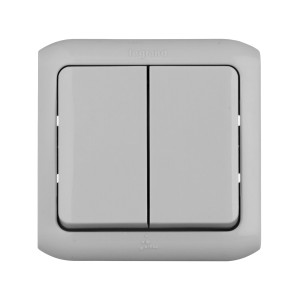 Legrand Quteo Сер Переключатель 2-клавишный IP44 10А