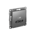 ATLASDESIGN USB РОЗЕТКА тип-С 65Вт высокоскор.заряд. QC, PD, механизм, СТАЛЬ ATN000927