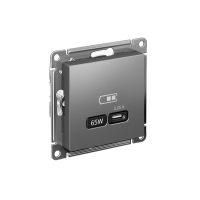 ATLASDESIGN USB РОЗЕТКА тип-С 65Вт высокоскор.заряд. QC, PD, механизм, СТАЛЬ ATN000927