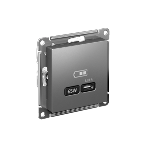 ATLASDESIGN USB РОЗЕТКА тип-С 65Вт высокоскор.заряд. QC, PD, механизм, СТАЛЬ ATN000927