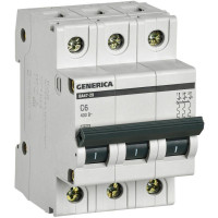 Выключатель автоматический модульный 3п C 6А 4.5кА ВА47-29 GENERICA MVA25-3-006-C