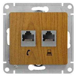GLOSSA РОЗЕТКА двойная RJ11+RJ45 кат.5e, механизм, ДУБ GSL000585