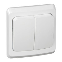 ЭТЮД С/У 2-клавишный ВЫКЛЮЧАТЕЛЬ 10 АХ, БЕЛЫЙ BC10-002B
