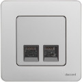 INSPIRIA Розетка компьютерная двойная RJ45 категория 5Е UTP алюминий