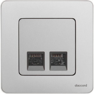 INSPIRIA Розетка компьютерная двойная RJ45 категория 5Е UTP алюминий