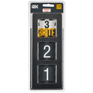 BRITE Рамка 3-местная РУ-3-1-Бр металл черный RE AL IEK