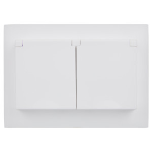 SKANDY Розетка 2-местная и крышкой 16А в сборе IP44 SK-R12W арктический белый IEK