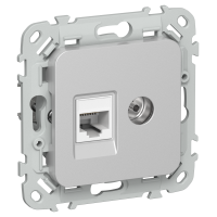FLITE Розетка 2-местная RJ45/TV категория 6 UTP РКТВ6-2-0-ФлА алюминий IEK