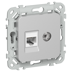 FLITE Розетка 2-местная RJ45/TV категория 6 UTP РКТВ6-2-0-ФлА алюминий IEK