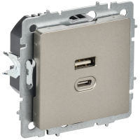 BRITE Розетка USB A+C 45Вт высокоскоростная зарядка РЮ11-2-БрШ шампань IEK