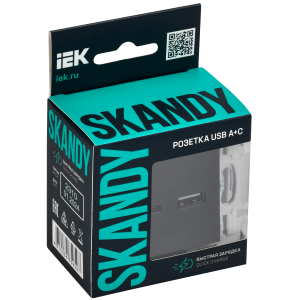 SKANDY Розетка USB A+C 18Вт SK-R13Bl черный IEK