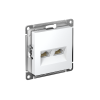 ATLASDESIGN РОЗЕТКА двойная компьютерная RJ45+RJ45 кат. 6А, механизм, БЕЛЫЙ ATN000188