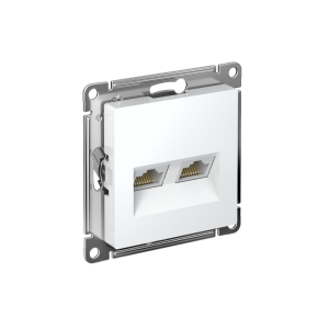 ATLASDESIGN РОЗЕТКА двойная компьютерная RJ45+RJ45 кат. 6А, механизм, БЕЛЫЙ ATN000188