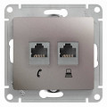 GLOSSA РОЗЕТКА двойная RJ11+RJ45 кат.5e, механизм, ПЛАТИНА GSL001285