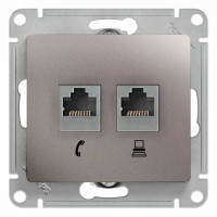 GLOSSA РОЗЕТКА двойная RJ11+RJ45 кат.5e, механизм, ПЛАТИНА GSL001285