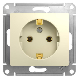 GLOSSA РОЗЕТКА с заземлением без шторок, 16А, механизм, БЕЖЕВЫЙ GSL000243